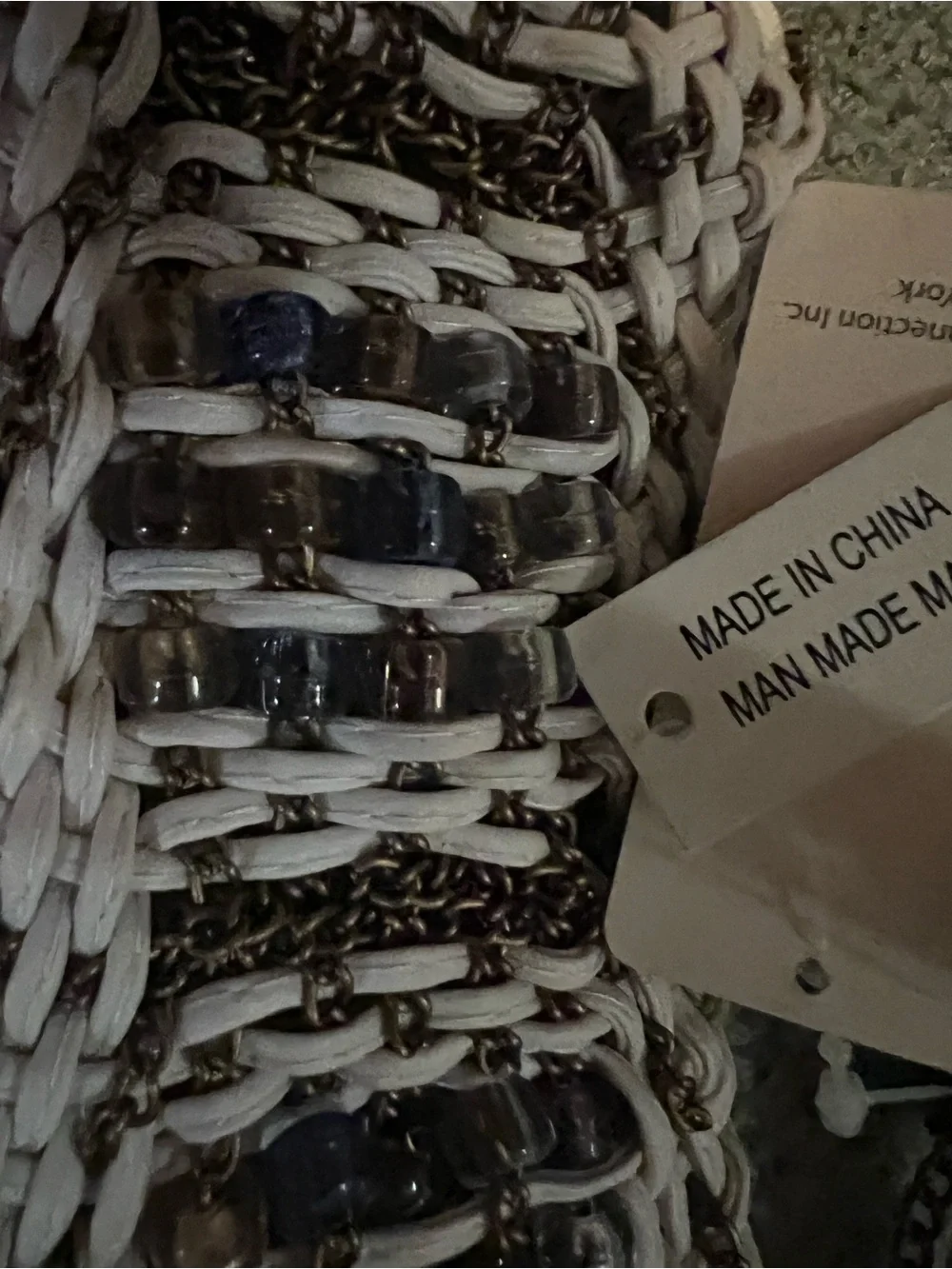 NWT Macrame Belt with Bronze Chain & Beads Details gorgeous